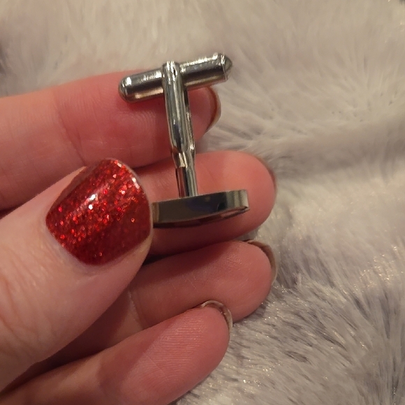 Checkered Black and Silver Stainless Steel Cufflinks Brand New In Box - Picture 4 of 5